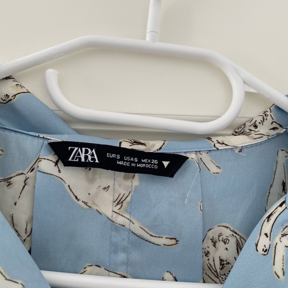 Zara - Dog Pattern Printed Sky Blue TRF Shirt - Picture 11 of 11